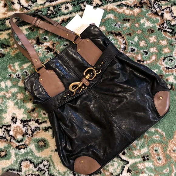 Chloe Handbags - Chloe AUTHENTIC Large Black Leather Clasp Front Bag